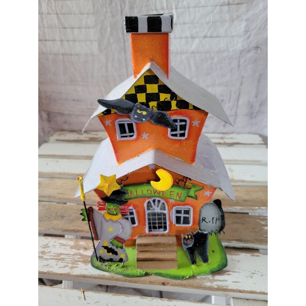 Joelson‎ metal haunted house Halloween home tea light holder decor fall